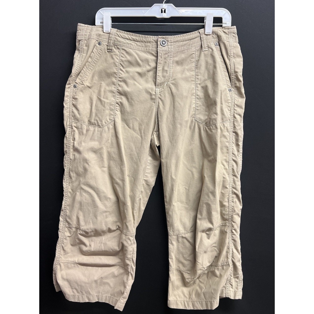 KUHL Women's Size 12 Khaki Utility Crop Capri Lightweight Cotton Blend Casual